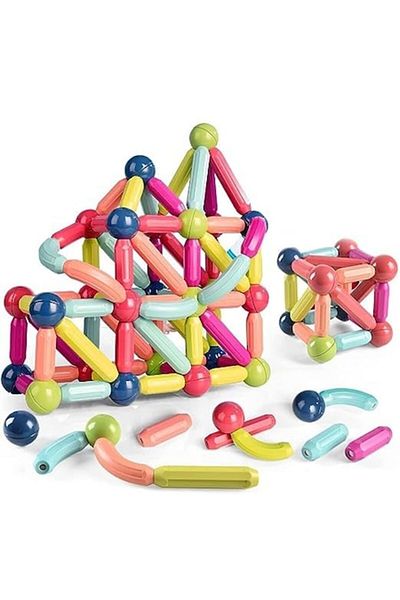 indiggo Magic Sticks Kids Construction Set, Includes 78 Pieces, Strong Magnets, Numerous Posi