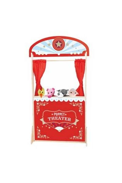 Jumbo Set Puppet Theater with 4 Hand Puppets 57 x 20 x 104 cm