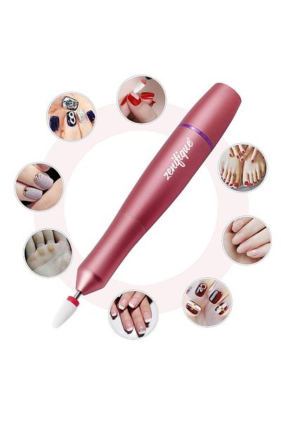 zenifique Manicure-Pedicure Nail File, Zenifique®, USB Cable Power, 30000 Rpm, Pink, 8 Heads