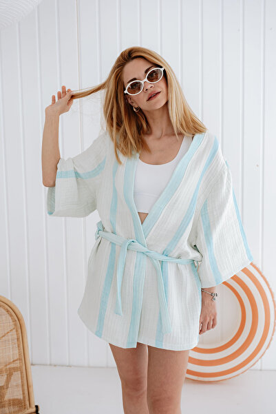 Tuğba Kuğu 4 Layer Muslin Kimono - Line Series