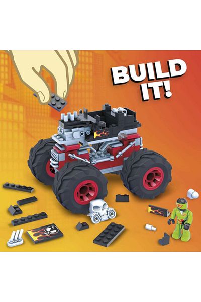 MEGA Hot Wheels Monster Trucks Bone Sharker Car Building Set, 194 pieces