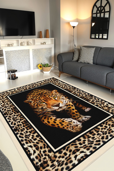 YTR HOME Dijital Baskı Yıkanabilir Kaymaz Taban Dekoratif Salon Mutfak Halısı...