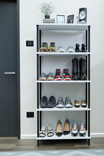 BARIN DESIGN 5 Raflı Çevir-Kur Ayakkabılık Metal Gövde Çok Amaçlı Raf Ünitesi...
