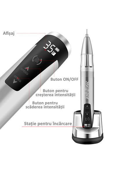 zenifique Cordless Nail Drill, Zenifique, 35000 Rpm, Manicure-Pedicure, Rechargeable, 5 Heads, Gray