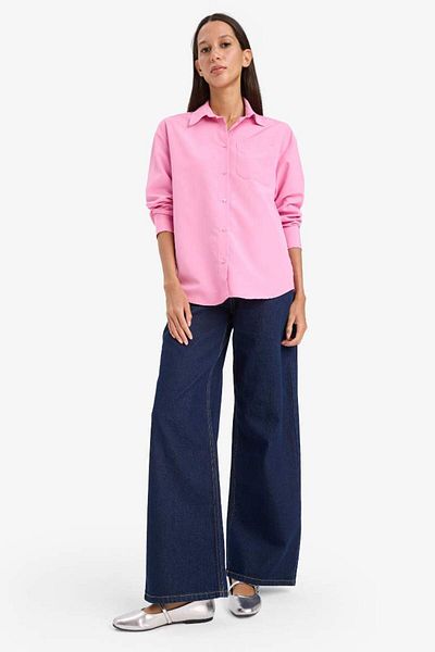 DeFacto New Season Oversize Wide Fit Poplin Long Sleeve Shirt