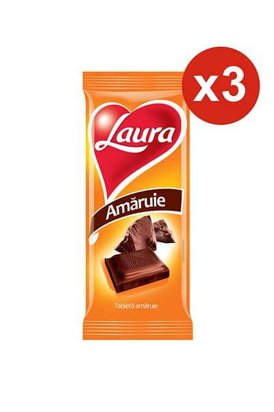 Laura Ciocolată neagră 80 g x 3 bucăți