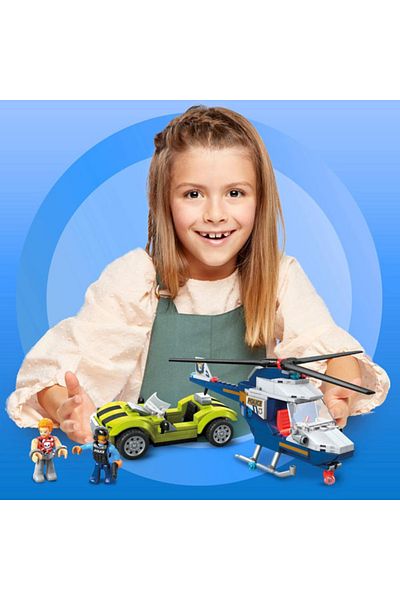 MEGA Mega Construx Police Helicopter Chase Building Set, 252 Pieces