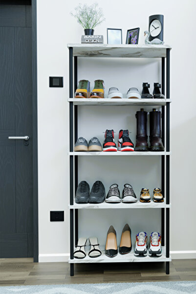 BARIN DESIGN 5 Raflı Çevir-Kur Ayakkabılık Metal Gövde Çok Amaçlı Raf Ünitesi...
