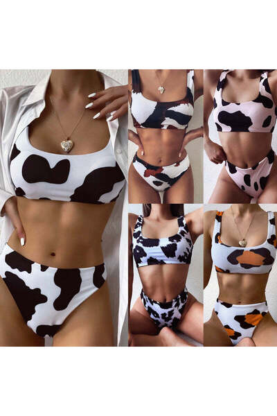 WildFashion 2-piece bandeau swimsuit with cow print SW2532A-1122