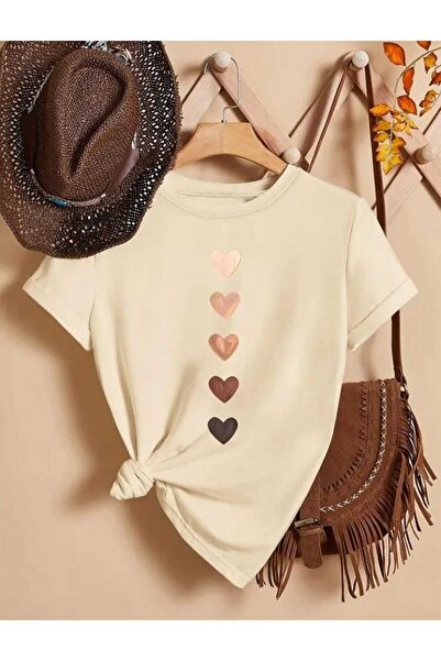 TekTarzz Μοντέρνο μπλουζάκι Unisex με σχέδιο εκτύπωσης σε σειρά καρδιών