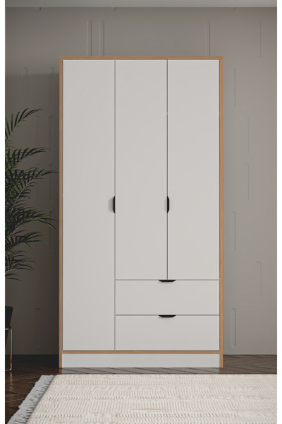 SARMOBİ Arden 3 Kapaklı 2 Çekmeceli Dolap - Beyaz