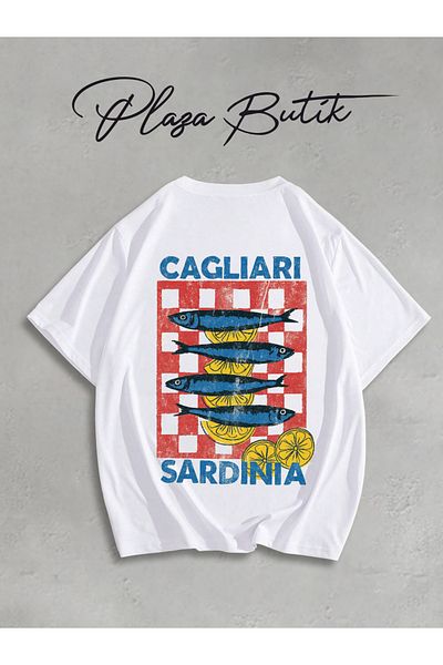 Plaza Butik Μπλουζάκι Cagliari Sardinia με στάμπα Unisex Oversize