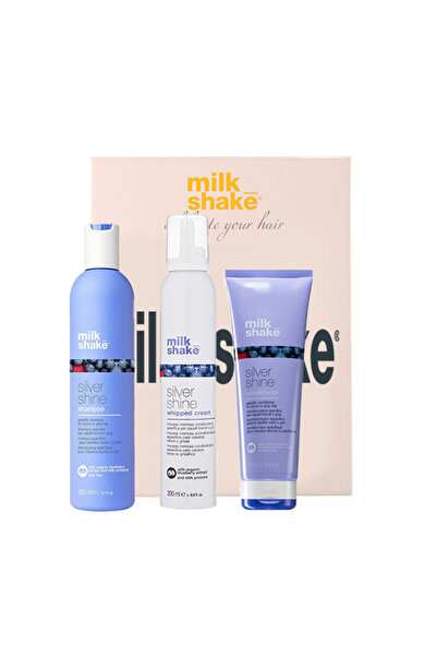 Milkshake Milk Shake Silver Shine Kit: Sampon 300ml + Balsam 250ml + Spuma Balsam 200ml pentru Par Blond