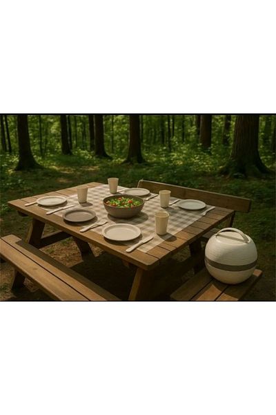 Bayev Compact Sphere Portable 24-Piece Picnic and Camping Dinnerware – Picnic Set for 6