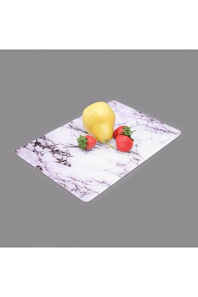 Saban Marble Patterned Glass Cutting Board - White - 20X30 cm