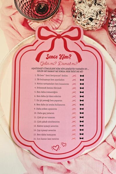 PEKSHOP Fiyonk Tasarım Oyun Kartı Gelin mi Damat Mı Oyun Soru Kartları 4lü Be...