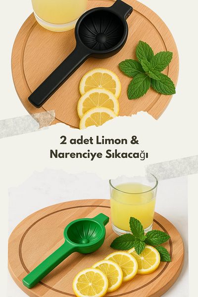 hemlife 2 Pieces Metal Stainless Lemon and Citrus Juicer Patterned Lemon Orange Juicer Black Green