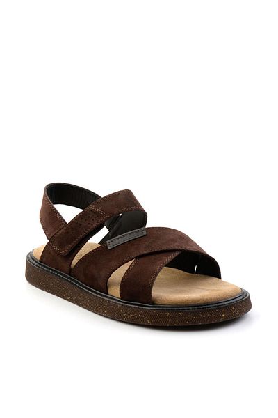 Bambi Brown Leather Men's Sandals E05801030602