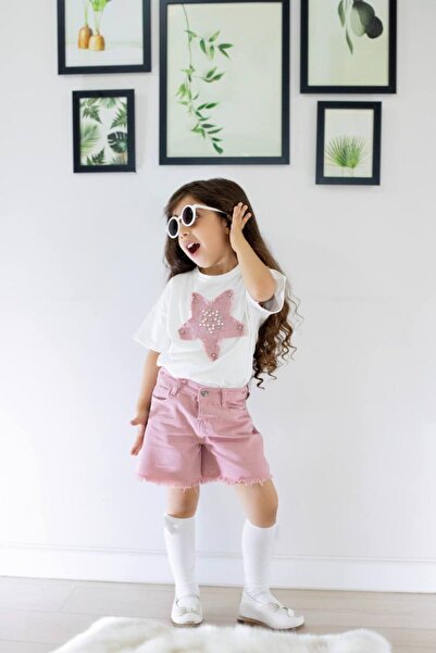 lesa kids wear بدلة شورت مطرزة بالحجر المرصع بالنجوم
