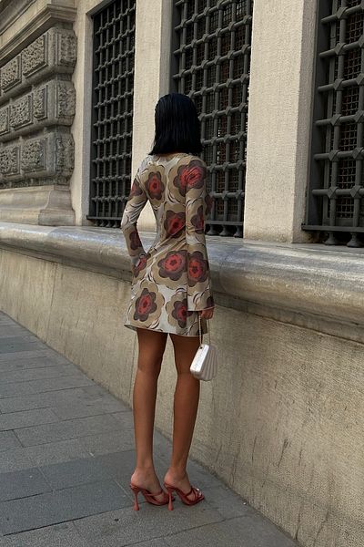 World Fashion Trends 7045 ΦΟΡΕΜΑ ΙΣΠΑΝΙΚΟ ΜΑΝΙΚΙ ΕΜΠΡΙΜΕΝΟ ΦΟΡΕΜΑ ΜΕ ΜΟΝΤΕΛΟ ΛΟΥΛΟΥΔΙΩΝ