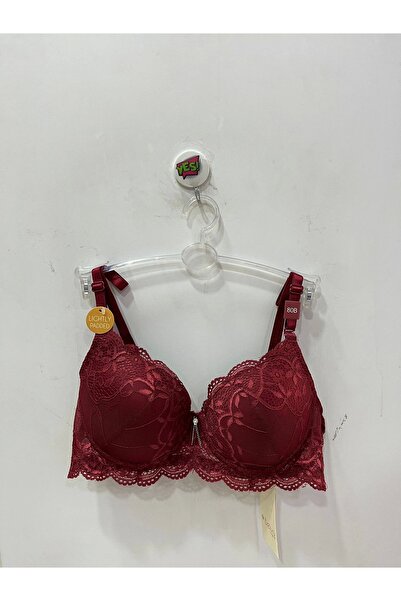 Belvü Sutien pentru femei Belvü, cu detaliu din dantelă, roșu claret - 1113