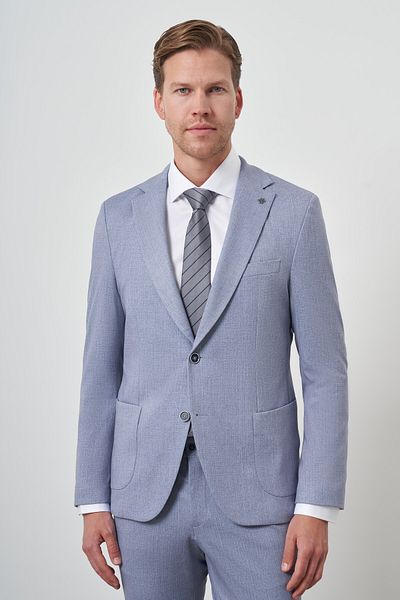 Morven Men's Indigo Trend Slim Fit Mono Collar Suit