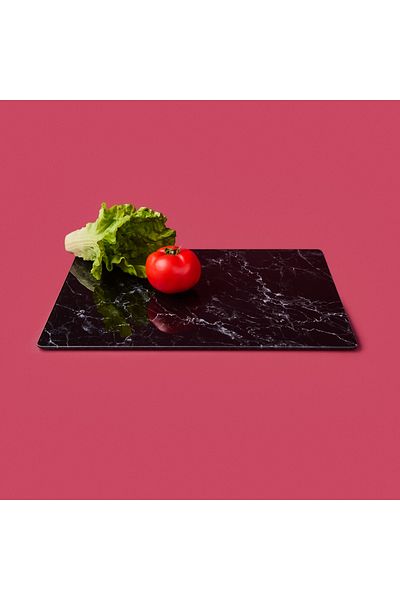 Saban Marble Patterned Glass Cutting Board - Black - 30X40 cm