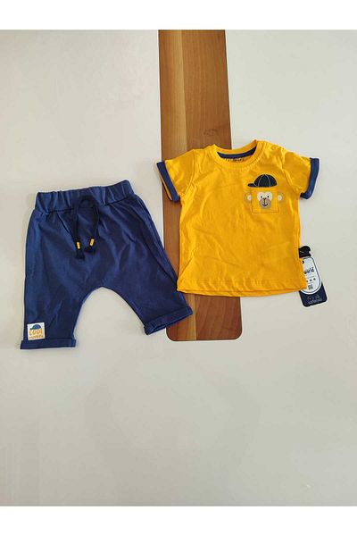 Miniworld Hat Monkey Printed Capri Bottom Top Summer Baby Boy Set