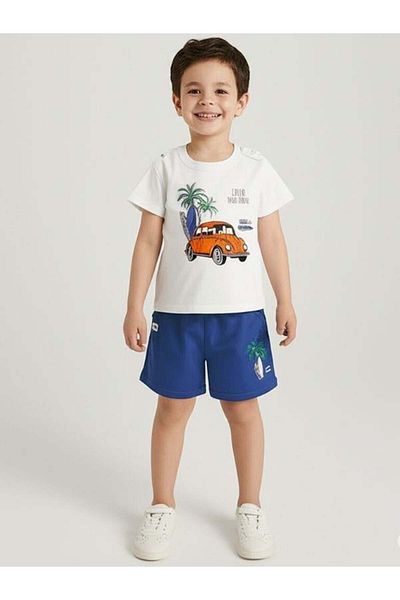 Zekids Baby Boy Cotton Car Printed Shorts Set