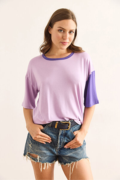 Olalook Γυναικείο λιλά μωβ Μπλουζάκι με ντραπέ βισκόζη TSH-19000928