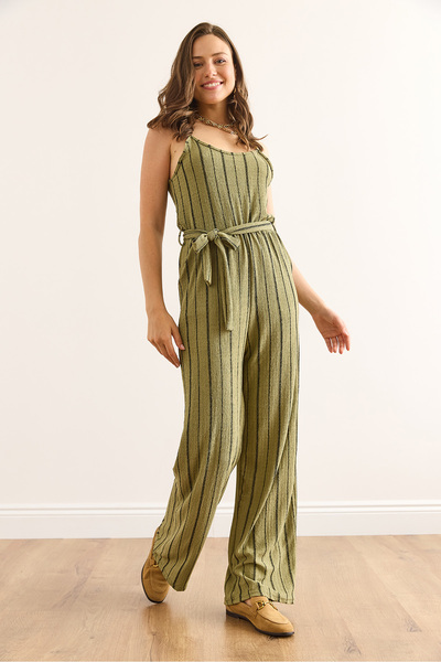 Olalook Women's Green Strap Belted Pocket Jumpsuit Tlm-19000162