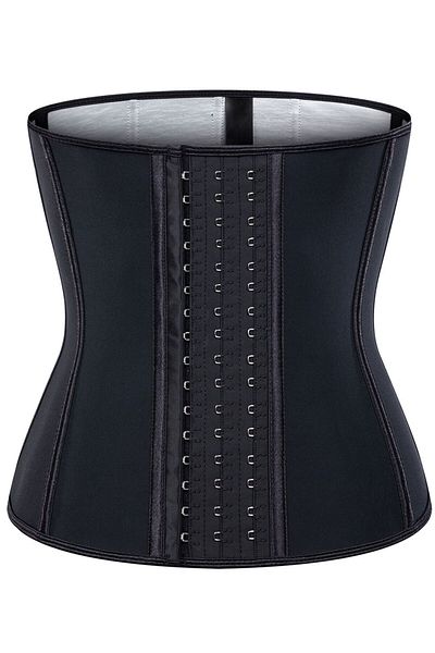 zenifique Zenifique Body Shaping Corset, Sauna Type, 3-Row Closure, Black, Size Xxl