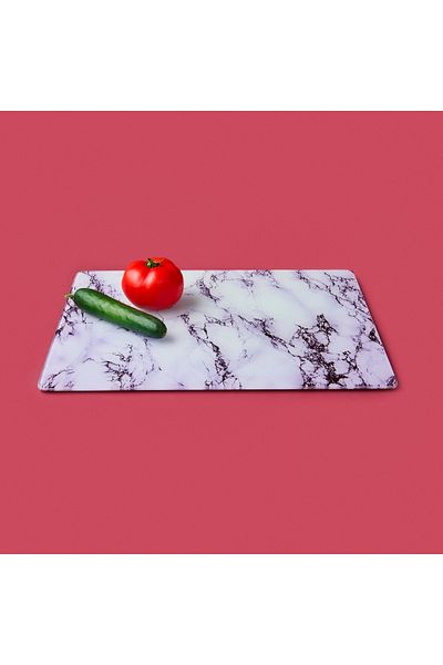 Saban Marble Patterned Glass Cutting Board - White - 30X40 cm