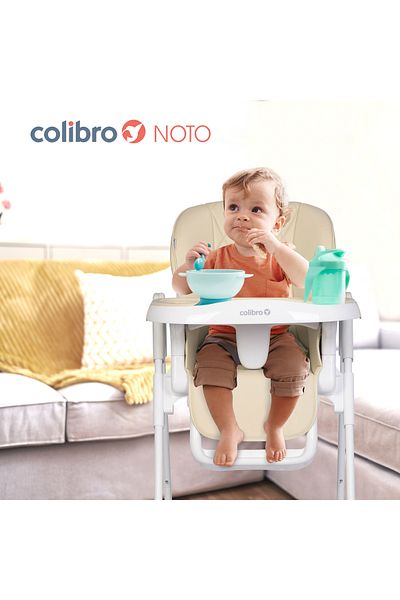 Colibro Scaun de masa 2 in 1 pentru copii Noto, cu pozitie de somn, reglabil pe inaltime, pliabil, Almond