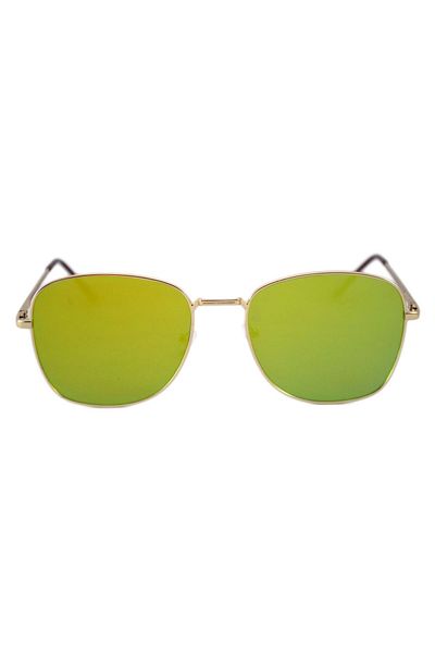 THEICONIC Aviator Sunglasses Mirror Light Green with Reflections - Gold