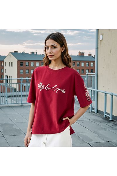 Lee Cooper Embroidered T-shirt with Crew Neck