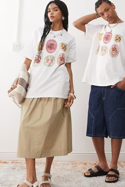 The Champ Clothing Unisex Oversize 100% Cotton Fruit Label White T-Shirt Reclaimed Vintage Style