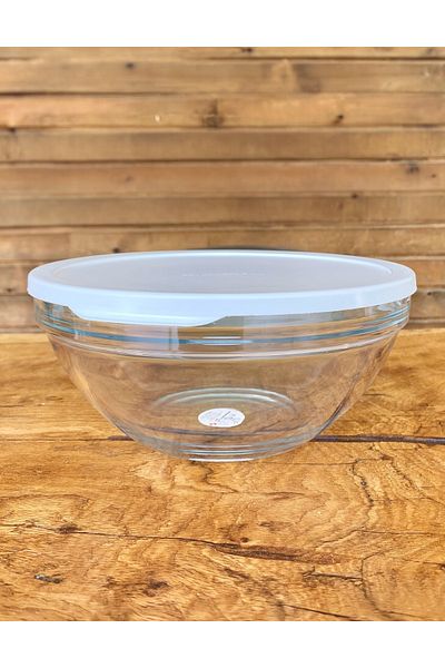 Paşabahçe Large Glass Storage Pot Glass Mixing Pot Lid 2.5Lt