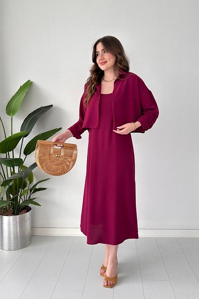 MaziButik Shirt-Dress Suit Cherry