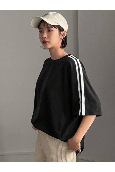 Agolady Tricou oversize cu decolteu rotund și 2 dungi pe umăr