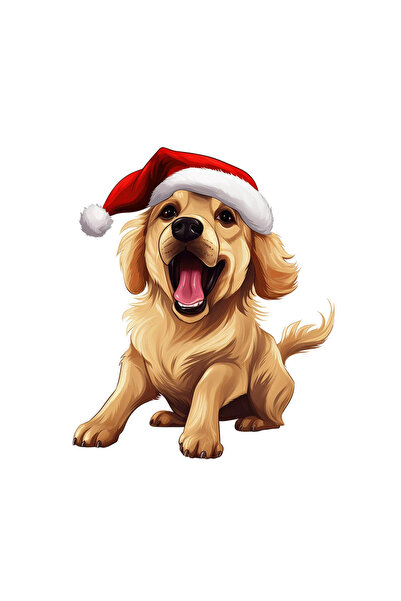 INOVATIX Σετ 8 τεμαχίων, Αυτοκόλλητο Golden Retriever με Καπέλο Άγιου Βασίλη,...