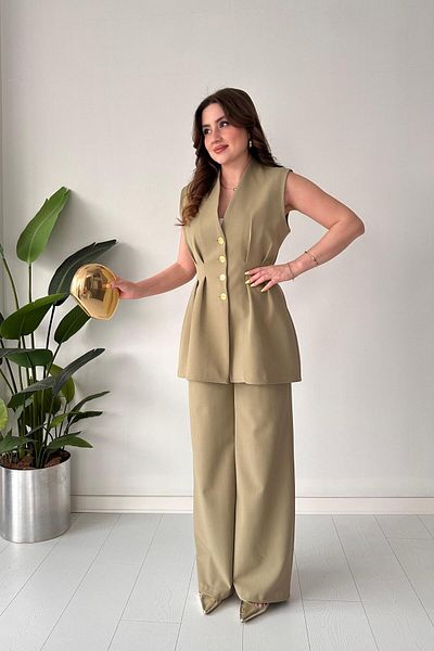 MaziButik Kuplu Vest Suit Green