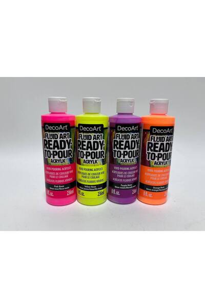 DECOART Fluid Art Ready-To-Pour Neon Akrilik Boya Seti 8oz 4 Adet