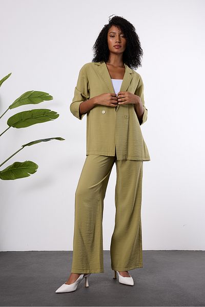 Bolivente Light Khaki Regular Casual Trousers with Elastic Waist