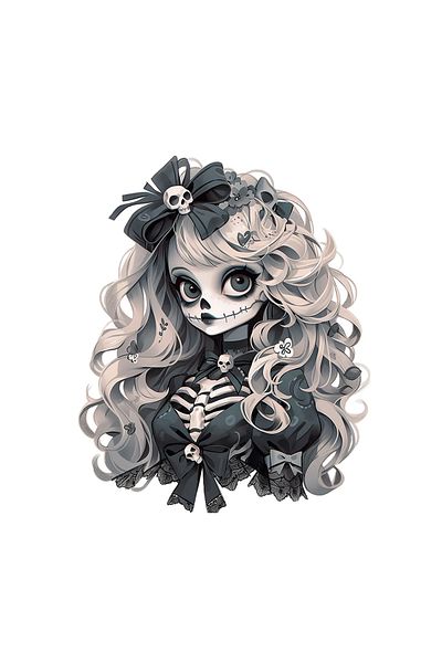 INOVATIX Set de 8 autocolante de Halloween cu față de schelet, INOVATIX®. 6 cm