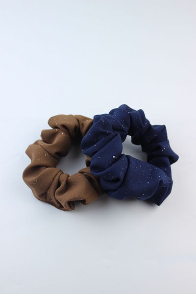 İLKYAZ Double Glitter Soft Fabric Rubber Buckle Set Bagel Buckle - Cinnamon, Navy Blue