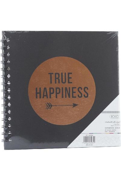 Roco Scrap Book Spiral Black "True Happiness" 8" X 8" 20 Pages