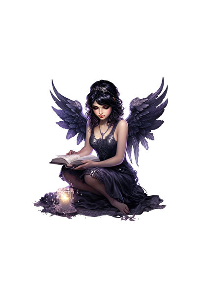 INOVATIX Set de 8 piese, autocolant Înger Negru și Carte Magică, INOVATIX®. 6 cm