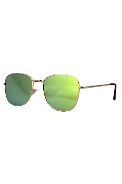 THEICONIC Aviator Sunglasses Mirror Light Green with Reflections - Gold