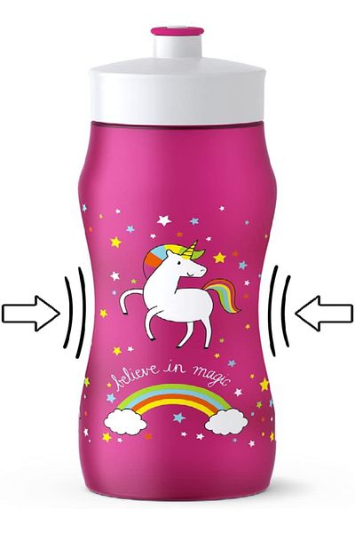 emsa Squeeze Sports Water Bottle 0.6L – Unicorn Design, BPA-Free, Leak-Proof & Dishwasher Safe